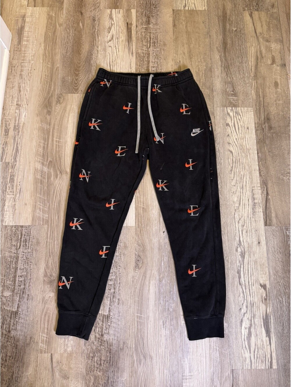 Nike Sweatpants Men's Medium Black Sportswear Club Bb AOP Jogger Swoosh Logo